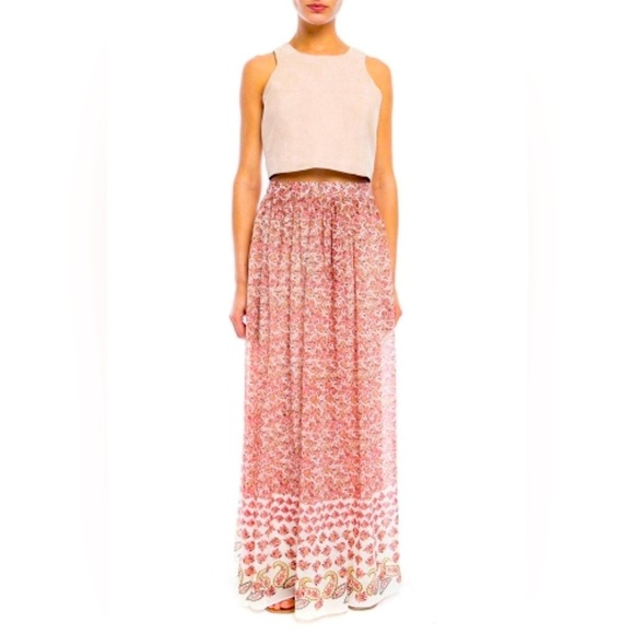 Walter Baker Red Cream Paisley Boho Praire 70's inspired Maxi Skirt size Small - Picture 1 of 9